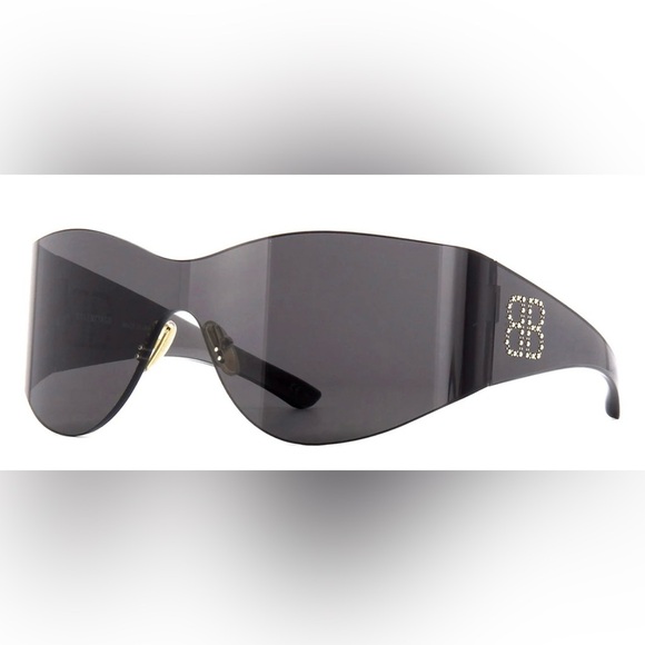 Balenciaga Mono Mask Black Cat Eye Sunglasses with Case - Picture 1 of 12
